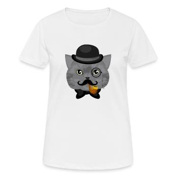 Sir Cat - Frauen T-Shirt atmungsaktiv - Weiß - Vorne - AI Model Female 172 dark (172cm)