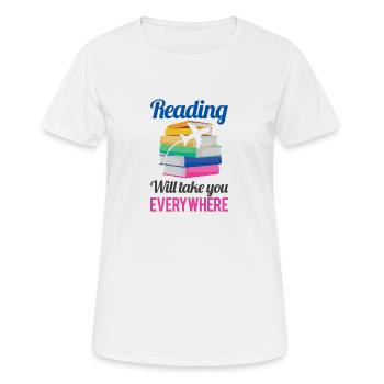 Lesen bringt dich überall hin andere Welt Hobby - Frauen T-Shirt atmungsaktiv - Weiß - Vorne - AI Model Female 172 dark (172cm)