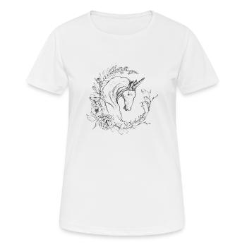 Licorne et fleurs - T-shirt respirant Femme - blanc - Devant - AI Model Female 172 dark (172cm)