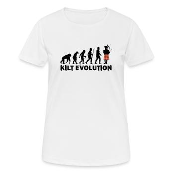 T-shirt drôle de Kilt Evolution Darwin - T-shirt respirant Femme - blanc - Devant - AI Model Female 172 dark (172cm)