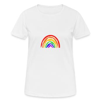 Regenbogen - Frauen T-Shirt atmungsaktiv - Weiß - Vorne - AI Model Female 172 dark (172cm)