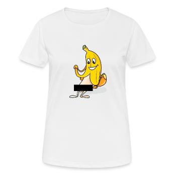 Freizügige Banane zeigt seine Banane *zensiert* - Frauen T-Shirt atmungsaktiv - Weiß - Vorne - AI Model Female 172 dark (172cm)