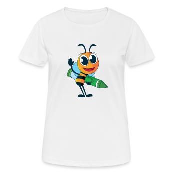 Abeille avec crayon - T-shirt respirant Femme - blanc - Devant - AI Model Female 172 dark (172cm)
