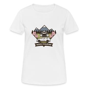 Dachzelt ⛺️ Offroad 🚙 Adventure - Frauen T-Shirt atmungsaktiv - Weiß - Vorne - AI Model Female 172 dark (172cm)