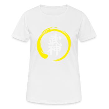 Kanji Bujinkan with yellow circle - Women's Breathable T-Shirt - white - Front - AI Model Female 172 dark (172cm)