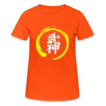 Kanji Bujinkan avec cercle jaune - T-shirt respirant Femme - orange néon - Devant - AI Model Female 172 dark (172cm)