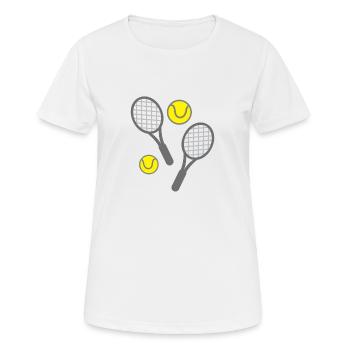 Tennisschläger und Bälle - Frauen T-Shirt atmungsaktiv - Weiß - Vorne - AI Model Female 172 dark (172cm)