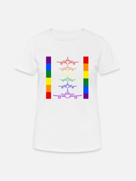 avions arc-en-ciel - T-shirt respirant Femme - blanc