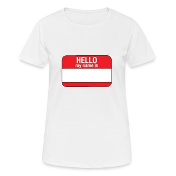 leer "Hallo, mein Name ist" in rot - Frauen T-Shirt atmungsaktiv - Weiß - Vorne - AI Model Female 172 dark (172cm)