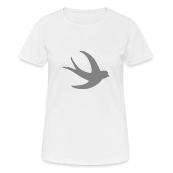 einzelner fliegender Schwalbenvogel im Grau - Frauen T-Shirt atmungsaktiv - Weiß - Vorne - AI Model Female 172 dark (172cm)