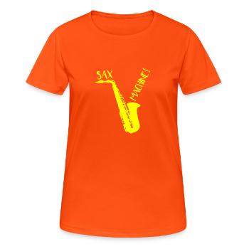 SAX MACHINE ! - T-shirt respirant Femme - orange néon - Devant - AI Model Female 172 dark (172cm)