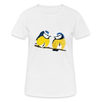 conception d'oiseau mésange bleue jz.birds - T-shirt respirant Femme - blanc - Devant - AI Model Female 172 dark (172cm)