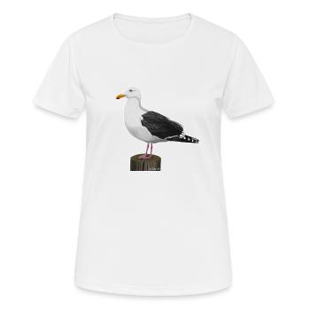conception d'oiseau de mouette jz.birds - T-shirt respirant Femme - blanc - Devant - AI Model Female 172 dark (172cm)