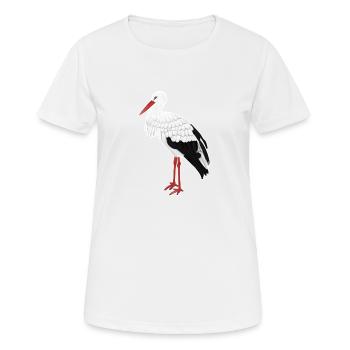 conception d'oiseau cigogne jz.birds - T-shirt respirant Femme - blanc - Devant - AI Model Female 172 dark (172cm)