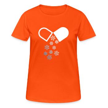Schnee Winter Pille - Frauen T-Shirt atmungsaktiv - Neonorange - Vorne - AI Model Female 172 dark (172cm)