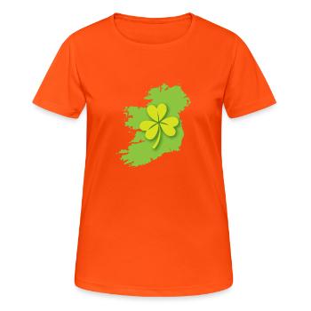 Ireland Irish map with shamrock - Women's Breathable T-Shirt - neon orange - Front - AI Model Female 172 dark (172cm)