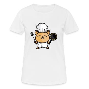 Happy cooking cat - Women's Breathable T-Shirt - white - Front - AI Model Female 172 dark (172cm)
