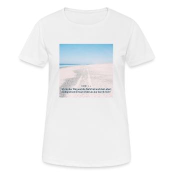 Christlicher Aufdruck, Bibel Vers - Frauen T-Shirt atmungsaktiv - Weiß - Vorne - AI Model Female 172 dark (172cm)