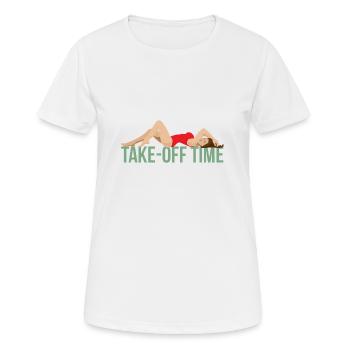 Aircraft Nose Art Take Off Time Pin Up Lady - Women's Breathable T-Shirt - white - Front - AI Model Female 172 dark (172cm)