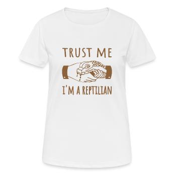 Croyez-moi, je suis un t-shirt Meme Illuminati Reptilian - T-shirt respirant Femme - blanc - Devant - AI Model Female 172 dark (172cm)
