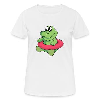 Bébé crocodile apprend à nager - T-shirt respirant Femme - blanc - Devant - AI Model Female 172 dark (172cm)