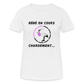 bébé en cours - Annoncer grossesse - T-shirt respirant Femme - blanc - Devant - AI Model Female 172 dark (172cm)