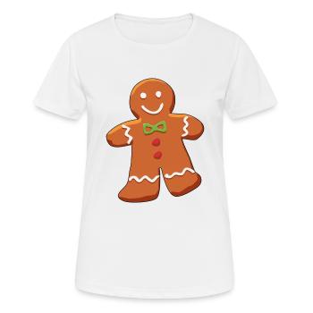 Lebkuchenmann Comic Weihnachten Gebäck - Frauen T-Shirt atmungsaktiv - Weiß - Vorne - AI Model Female 172 dark (172cm)