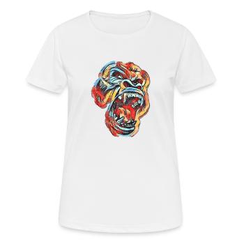 Gorille à dos d'argent coloré - T-shirt respirant Femme - blanc - Devant - AI Model Female 172 dark (172cm)