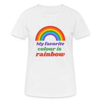 Regenbogen - Frauen T-Shirt atmungsaktiv - Weiß - Vorne - AI Model Female 172 dark (172cm)
