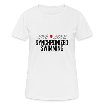Live Love nage synchronisée - T-shirt respirant Femme - blanc - Devant - AI Model Female 172 dark (172cm)