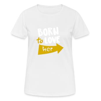 Né pour l’aimer - T-shirt respirant Femme - blanc - Devant - AI Model Female 172 dark (172cm)