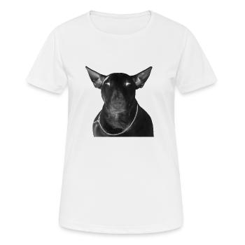 Black Bull Terrier aime mon chien - T-shirt respirant Femme - blanc - Devant - AI Model Female 172 dark (172cm)