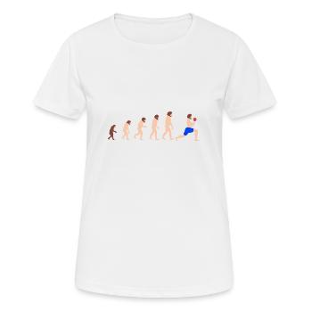 Evolution Gewichtheben Bodybuilder Funny Gym - Frauen T-Shirt atmungsaktiv - Weiß - Vorne - AI Model Female 172 dark (172cm)