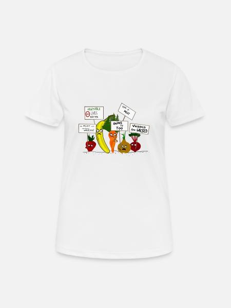 Vegetables and Fruit Protesting Vegans - Women's Breathable T-Shirt - white