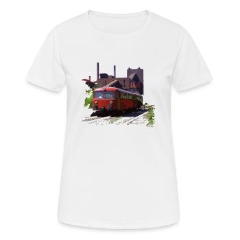 Schienenbus, Siebziger Jahre Ruhrgebiet, Zug, Bahn - Frauen T-Shirt atmungsaktiv - Weiß - Vorne - AI Model Female 172 dark (172cm)