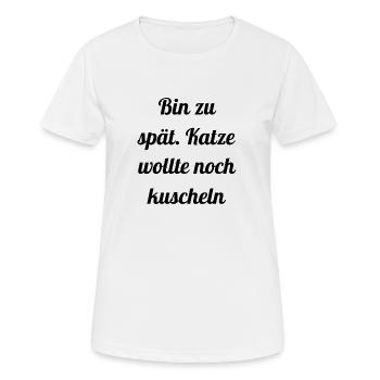 katze - Katze wollte kuscheln - Frauen T-Shirt atmungsaktiv - Weiß - Vorne - AI Model Female 172 dark (172cm)