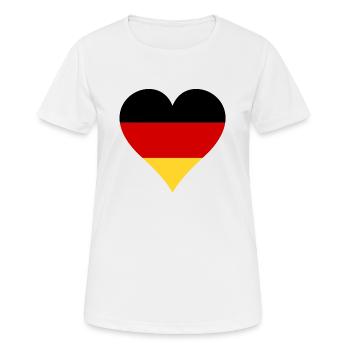 Deutsche Flagge in Herzform - Frauen T-Shirt atmungsaktiv - Weiß - Vorne - AI Model Female 172 dark (172cm)