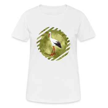 Storch - Frauen T-Shirt atmungsaktiv - Weiß - Vorne - AI Model Female 172 dark (172cm)