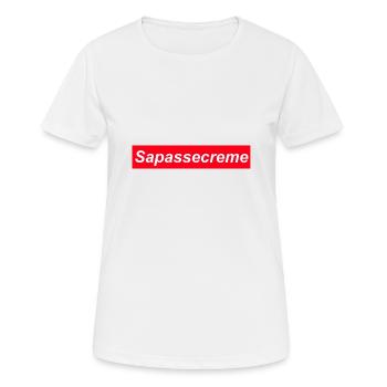 Supr logo rouge écriture blanc marque connu - T-shirt respirant Femme - blanc - Devant - AI Model Female 172 dark (172cm)