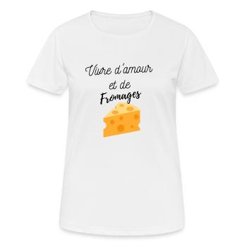 Vivre d amour et de fromage - T-shirt respirant Femme - blanc - Devant - AI Model Female 172 dark (172cm)