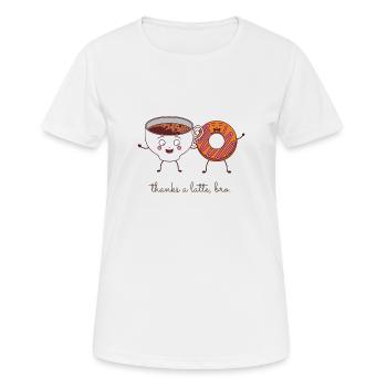 thanks a latte bro funny donut coffee - Women's Breathable T-Shirt - white - Front - AI Model Female 172 dark (172cm)