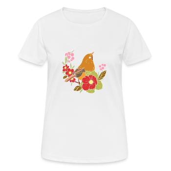 Oiseau de printemps dans les fleurs - T-shirt respirant Femme - blanc - Devant - AI Model Female 172 dark (172cm)