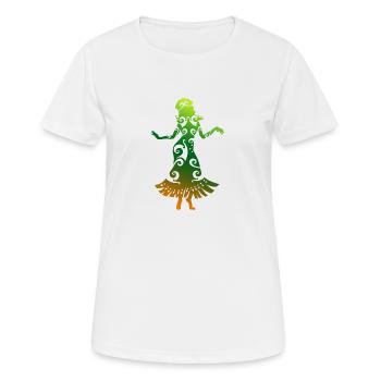 Tatouage tribal polynésien danseur de hula d'Hawaï - T-shirt respirant Femme - blanc - Devant - AI Model Female 172 dark (172cm)