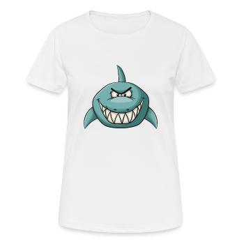 Böse grinsender Hai - Frauen T-Shirt atmungsaktiv - Weiß - Vorne - AI Model Female 172 dark (172cm)