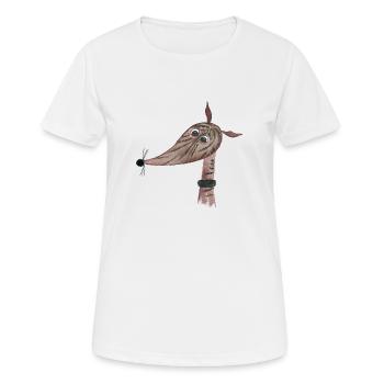 Windhund dunkel gestromt - Frauen T-Shirt atmungsaktiv - Weiß - Vorne - AI Model Female 172 dark (172cm)