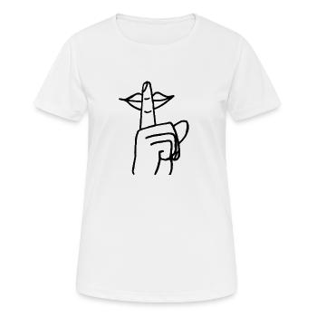 Masque quotidien bouche doigt silencieux - T-shirt respirant Femme - blanc - Devant - AI Model Female 172 dark (172cm)