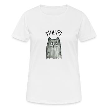 Grau getigerte Katze Miau - Frauen T-Shirt atmungsaktiv - Weiß - Vorne - AI Model Female 172 dark (172cm)