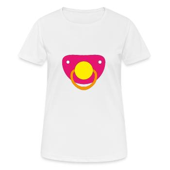 Baby Schnuller Rosa und Gelb - Frauen T-Shirt atmungsaktiv - Weiß - Vorne - AI Model Female 172 dark (172cm)