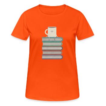 livres de café - T-shirt respirant Femme - orange néon - Devant - AI Model Female 172 dark (172cm)