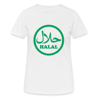 Halal Wallah - Frauen T-Shirt atmungsaktiv - Weiß - Vorne - AI Model Female 172 dark (172cm)